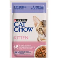 Вологий корм для кошенят Cat Chow, з ягням і кабачками в желе, Пауч, 85 г