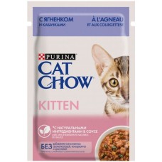 Влажный корм для котят Cat Chow, с ягненком и кабачками в желе, Пауч, 85 г 