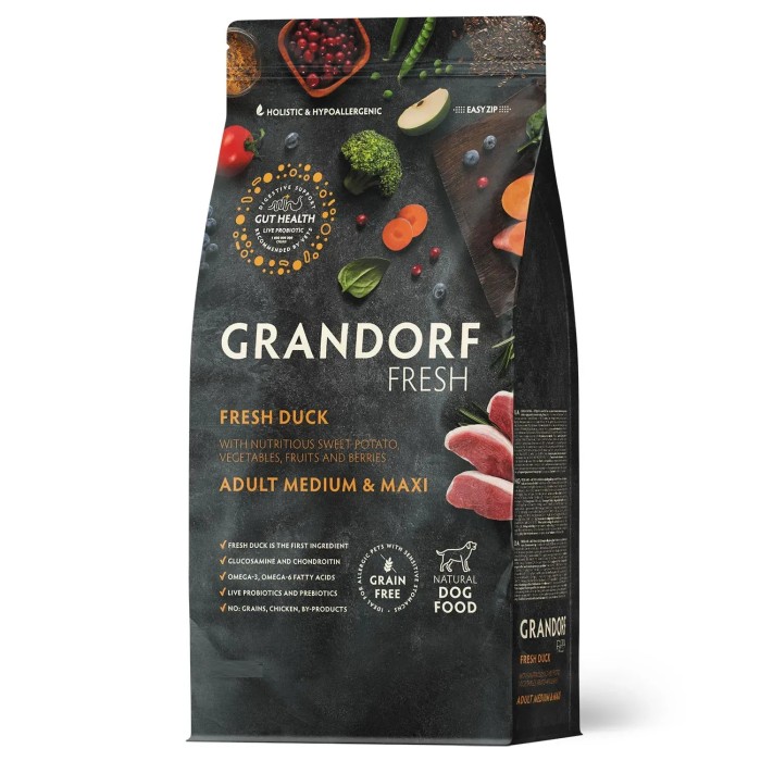Сухий корм Grandorf FRESH DUCK & SWEET POTATO, для собак середніх та великих порід, з качкою та бататом, 10 кг