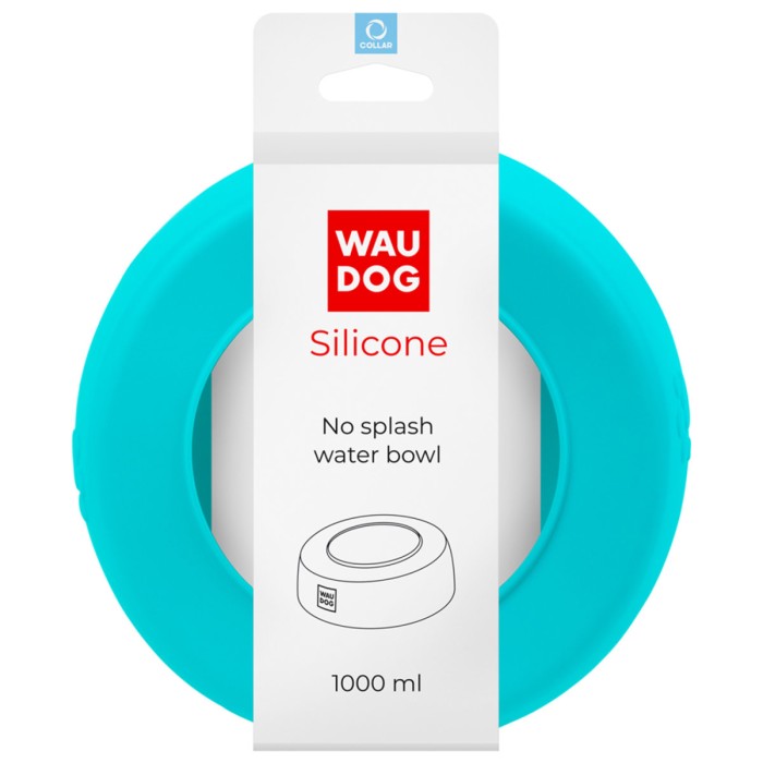 Миска-непроливайка WAUDOG Silicone, 1 л, блакитний