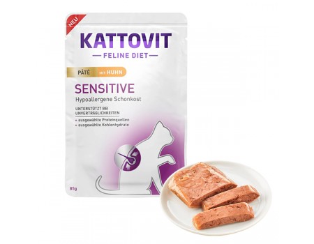 Лікувальний корм Kattovit Veterinary Sensitive, паштет, для котів  із чутливим травленням, 85 г