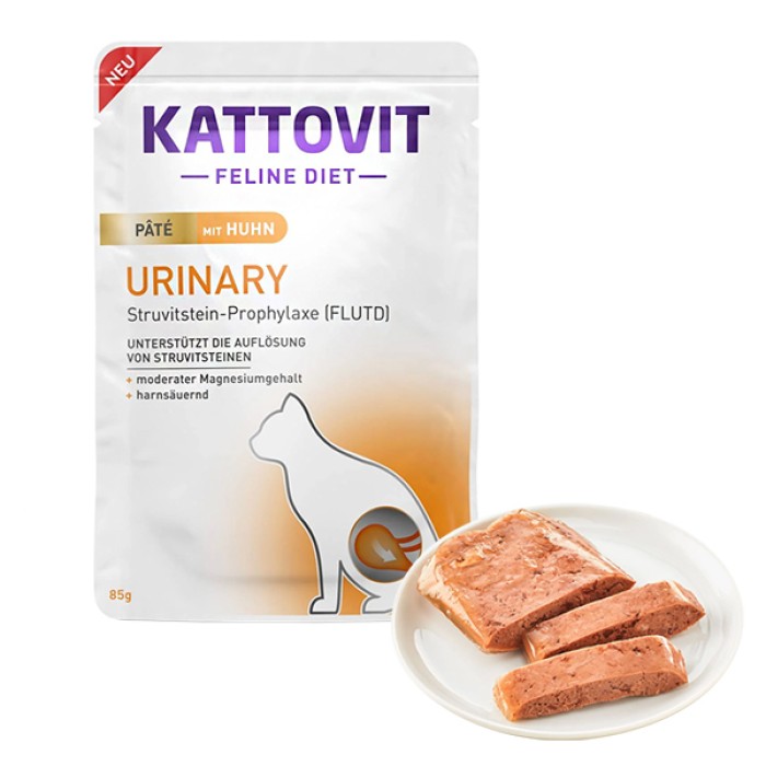 Лечебный корм Kattovit Veterinary Urinary, паштет, для кошек с заболеваниями нижних мочевыводящих путей, 85 г