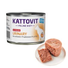 Лечебный влажный корм Kattovit Veterinary Urinary, для кошек с заболеваниями нижних мочевыводящих путей, телятина, 185 г