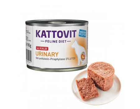 Лечебный влажный корм Kattovit Veterinary Urinary, для кошек с заболеваниями нижних мочевыводящих путей, телятина, 185 г