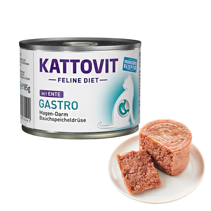 Лікувальний вологий корм Kattovit Veterinary Gastro Duck, для котів із захворюваннями ШКТ та підшлункової залози, качка, 185 г