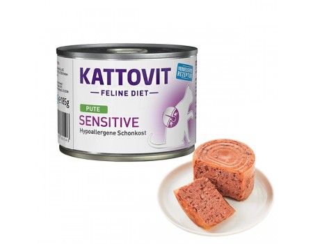 Kattovit Veterinary Sensitive Turkey КАТТОВІТ СЕНСИТИВ ІНДИЧКА беззерновий лікувальний корм для котів із харчовою непереносимістю, банка 185г
