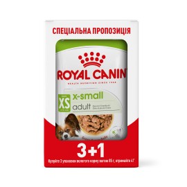 Влажный корм ROYAL CANIN XSMALL ADULT GRAVY для взрослых собак мелких пород, 3+1 шт, 4х85 г