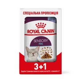 Влажный корм ROYAL CANIN SENSORY FEEL JELLY для взрослых кошек, для стимуляции ощущений, 3+1 шт, 4х85 г