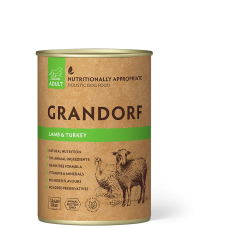 Влажный корм Grandorf, для взрослых собак, с ягненком и индейкой, 400 г