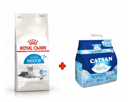 Акція Сухий корм для котів Royal Canin INDOOR 7+(від 7 років) 3,5 кг + Наповнювач для туалетів Catsan 5 л