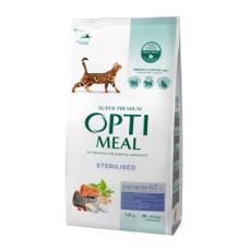 Сухий корм Optimeal, для стерилізованих котів, лосось, 1,5 кг