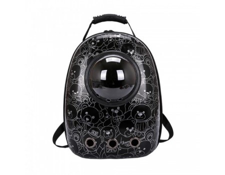 Рюкзак-переноска з ілюмінатором 32х42х29 см, пластик, чорний з ведмежатами