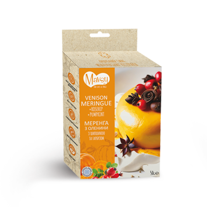Лакомство для собак Mavsy Freeze dried, безе из оленины с шиповником и тыквой, 50 г