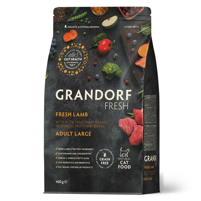Сухой корм Grandorf FRESH LAMB & SWEET POTATO для кошек больших пород, ягненок с бататом, 400 г