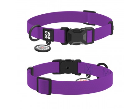 Нашийник для собак водостійкий WAUDOG Magnet c QR , магнітна пряжка L Ш 25мм Дов 34-49см фіолетовий