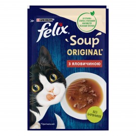 Вологий додатковий корм FELIX Суп для дорослих котів з яловичиною 48 г..