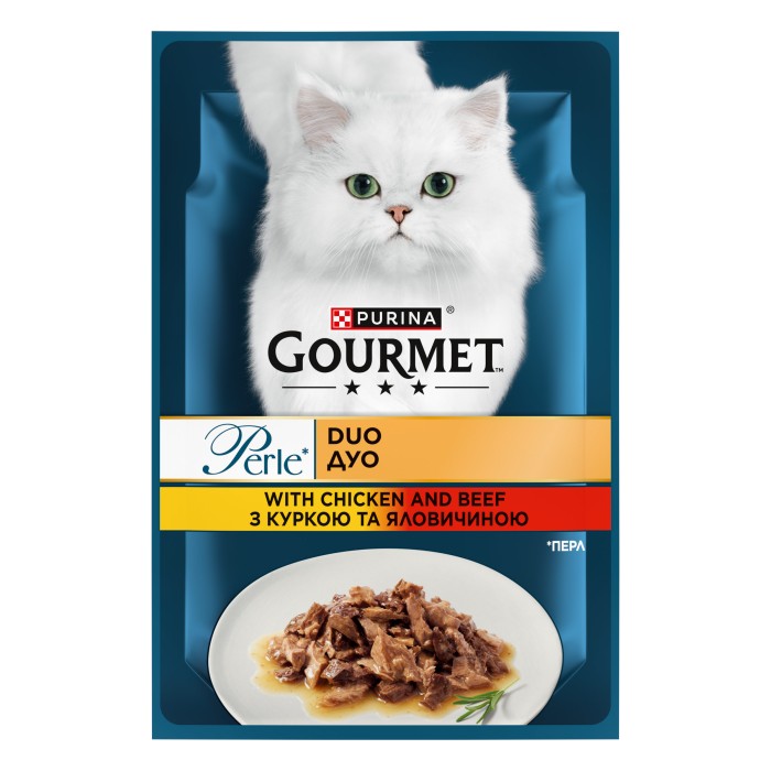 Gourmet Perle Duo з куркою та яловичиною, 85 г