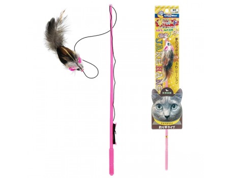 Игрушка для кошек CattyMan Feather Mouse КЕТТИМЕН МЫШЬ, удочка дразнилка с перьями, длина ручки 30 см