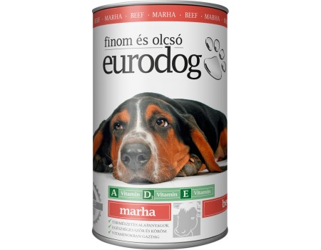 Влажный корм EuroDog Beef для собак, кусочки в желе, с говядиной, 1,24 кг