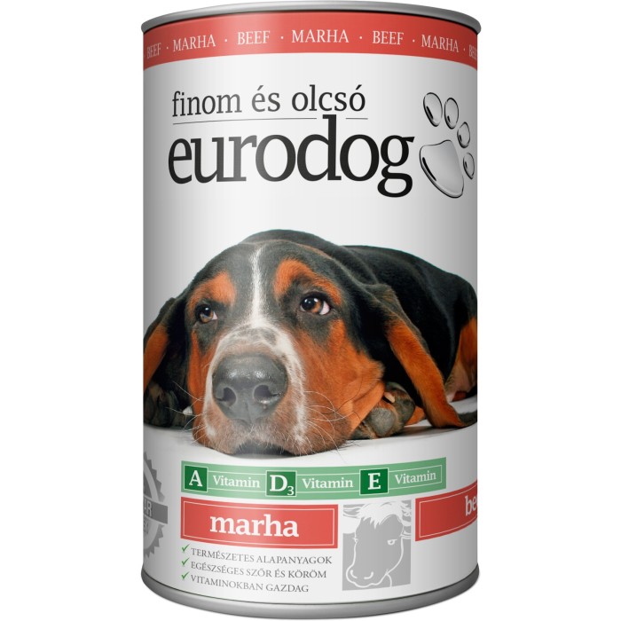 Влажный корм EuroDog Beef для собак, кусочки в желе, с говядиной, 1,24 кг