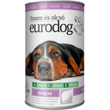 Влажный корм EuroDog Liver для собак, кусочки в желе, с печенью, 1,24 кг.