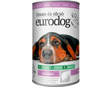 Вологий корм EuroDog Liver для собак, шматочки в желе, з печінкою, 415 г