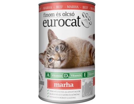 Корм вологий EuroCat Beef для котів шматочки в желе з яловичиною 415 г