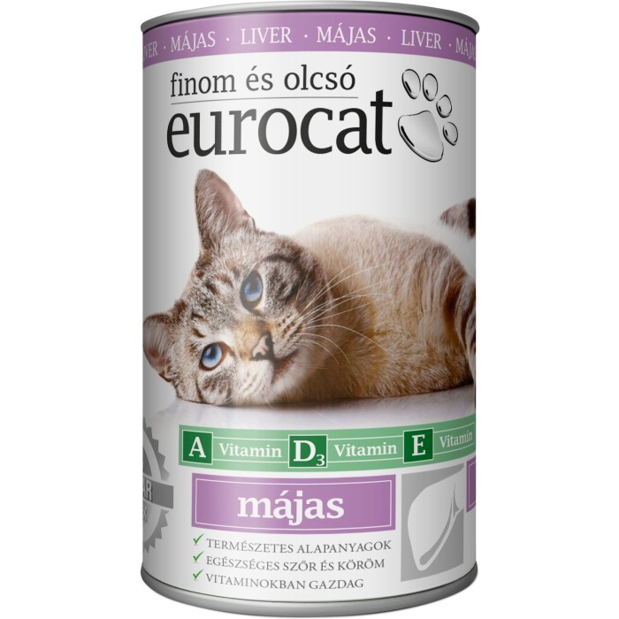 Вологий корм EuroCat Liver для котів, шматочки в желе, з печінкою, 415 г