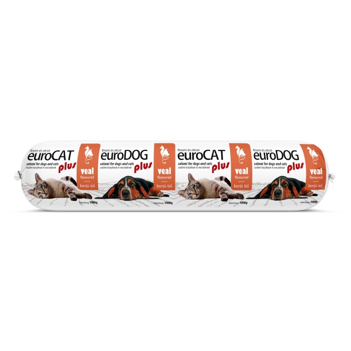 Вологий корм EuroDog/EuroCat Salami PLUS Veal, для собак і котів, салямі з телятиною, 1 кг