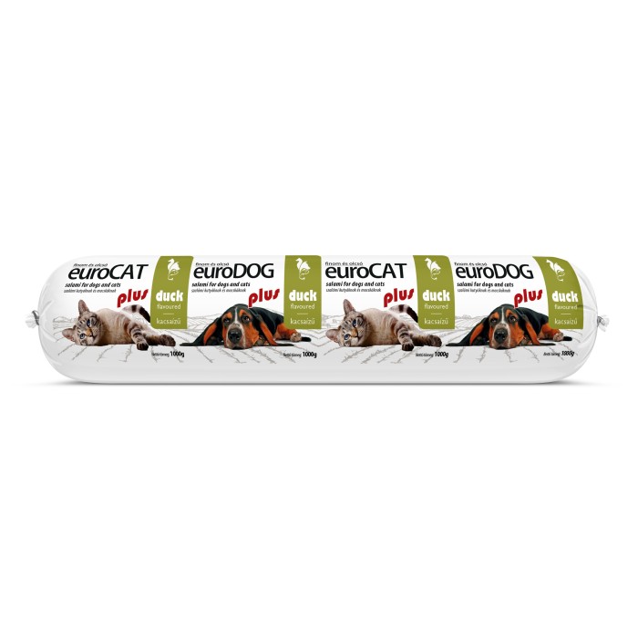 Влажный корм EuroDog/EuroCat Salami PLUS Duck, для собак и кошек, салями с уткой, 1 кг