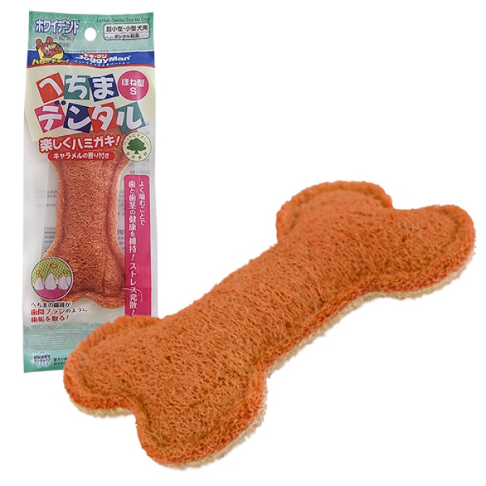 Жувальна іграшка DoggyMan Loofah Bone КІСТКА ЛЮФА  для чищення зубів собак, смак карамелі, 6х12см