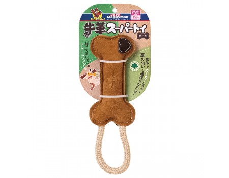 DoggyMan Leather Bone ДОГГІМЕН КІСТКА ШКІРЯНА З КАНАТОМ жувальна іграшка для собак