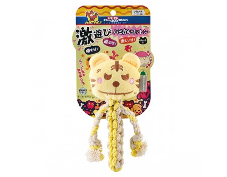 Игрушка для собак DoggyMan Cotton Tiger ТИГР С КАНАТОМ, жевательная, с пищалкой, S , 18 см