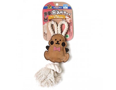 DoggyMan Leather Rabbit with Rope ДОГГІМЕН КРОЛИК ШКІРЯНИЙ З КАНАТОМ жувальна іграшка для собак