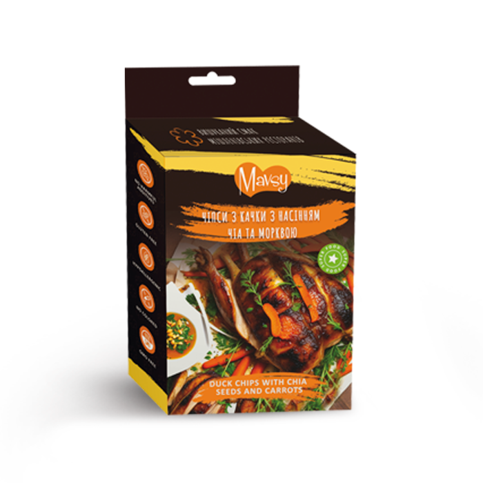 Лакомство для собак Mavsy Refined jerky, чипсы из утки из семян чиа и морковью, 100 г