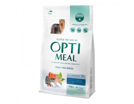 Сухой корм Optimeal, для взрослых собак, мини пород, лосось, 0,7 кг