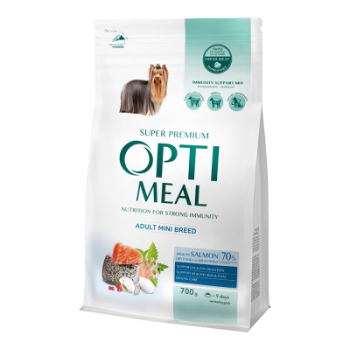 Сухой корм Optimeal, для взрослых собак, мини пород, лосось, 0,7 кг