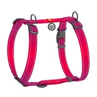 Шлейка для собак H-образный WAUDOG Nylon Mono с QR светоотражающий, размер L, Ш 25 мм, А 50-90 см, В 60-100 см розовый