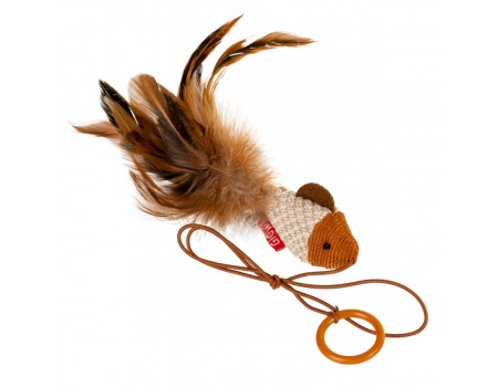 Іграшка для котів Дразнилка-рибка на палець GiGwi Teaser, перо, текстиль, 7 см