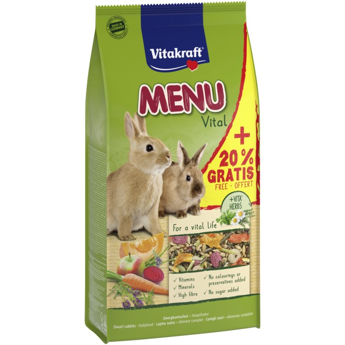 Vitakraft Корм для кроликов Menu  1кг +20% в подарок