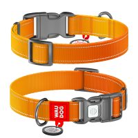 Ошейник для собак WAUDOG Nylon Mono с QR, светоотражающий, S, Ш 15 мм, Длин 25-35 см оранжевый