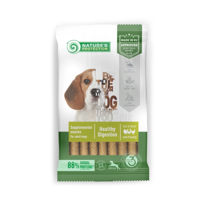 Ласощі Nature's Protection LT Healthy Digestion, підтримка здорового травлення дорослих собак, з м'ясом птиці, 110 г