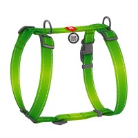 Шлея для собак H-подібна WAUDOG Nylon Mono з QR світловідбивна,  розмір L, Ш 25 мм, А 50-90 см, В 60-100 см салатовий