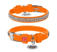 Ошейник для собак кожаный WAUDOG Glamour с QR паспортом, 