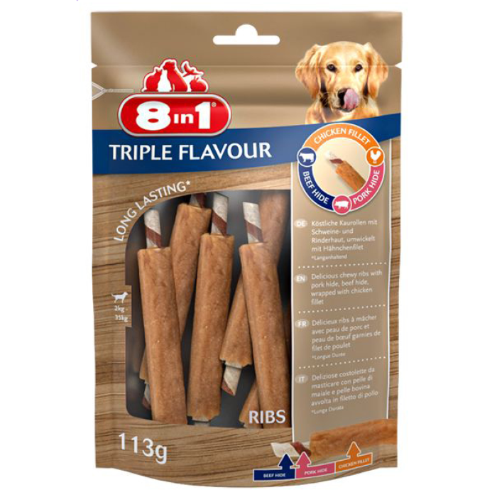 8in1 Ласощі Triple Flavour Реберця, 6шт, 113г
