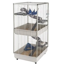 Ferplast CAGE FURET TOWER GREY Клетка для хорька двухэтажная, на колесиках, 75 х 80 х 161 см 
