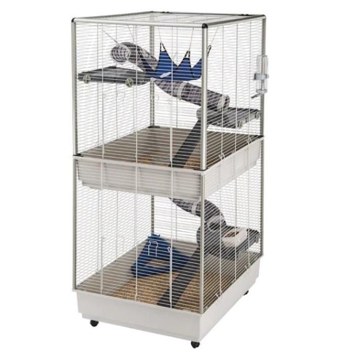 Ferplast CAGE FURET TOWER GREY Клетка для хорька двухэтажная, на колесиках, 75 х 80 х 161 см 