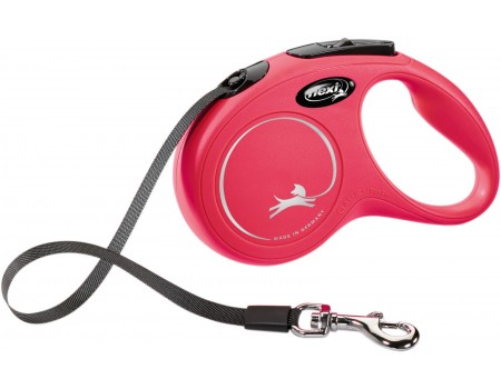Поводок- Рулетка Flexi New Classic  L  Лента  5м красный
