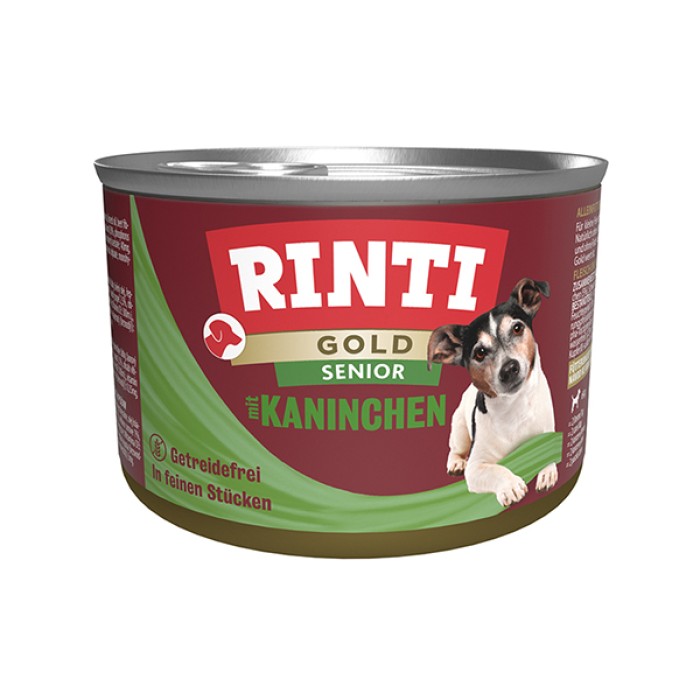 Беззерновий вологий корм Rinti Gold Senior mit Kaninchen РІНТІ ГОЛД, для літніх собак, кролик, 185 г