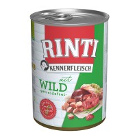 Беззерновий вологий корм Rinti Kennerfleisch mit Wild РІНТІ КЕННЕРФЛЯЙШ, для собак, дичина, 400 г